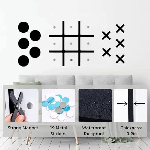 DUOLIYBC Magnetic Tic Tac Toe WallMount GameGame Room DecorModern Wall Decals for Kids RoomClassroomOfficesBest Gift for Family Friends Black - Image 5