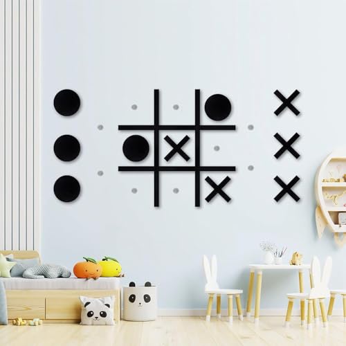DUOLIYBC Magnetic Tic Tac Toe WallMount GameGame Room DecorModern Wall Decals for Kids RoomClassroomOfficesBest Gift for Family Friends Black - Image 1