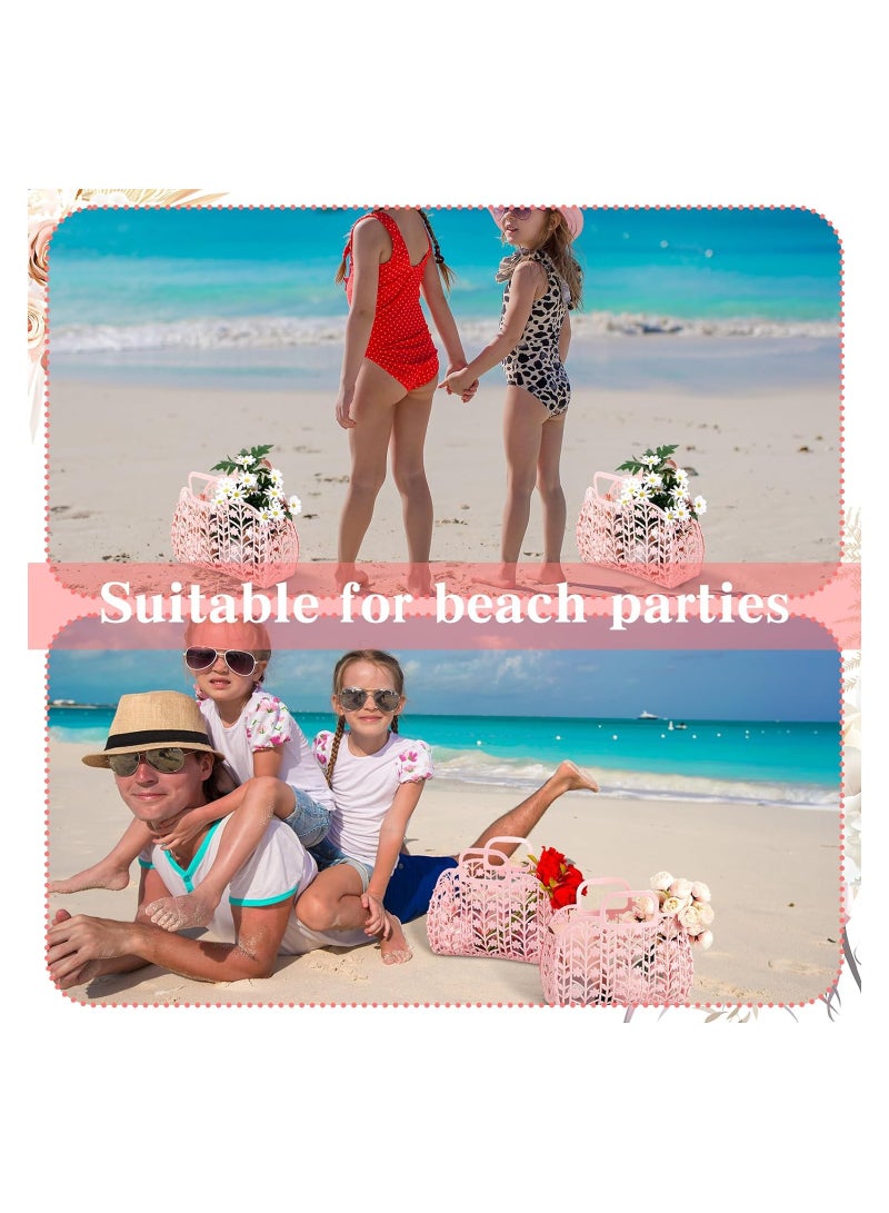 6 Pcs Pink Jelly Tote Bags for Women - Reusable Summer Beach Bags, Perfect Wedding Gifts for Bridesmaids, Stylish Plastic Jelly Beach Baskets for Girls. - Image 4