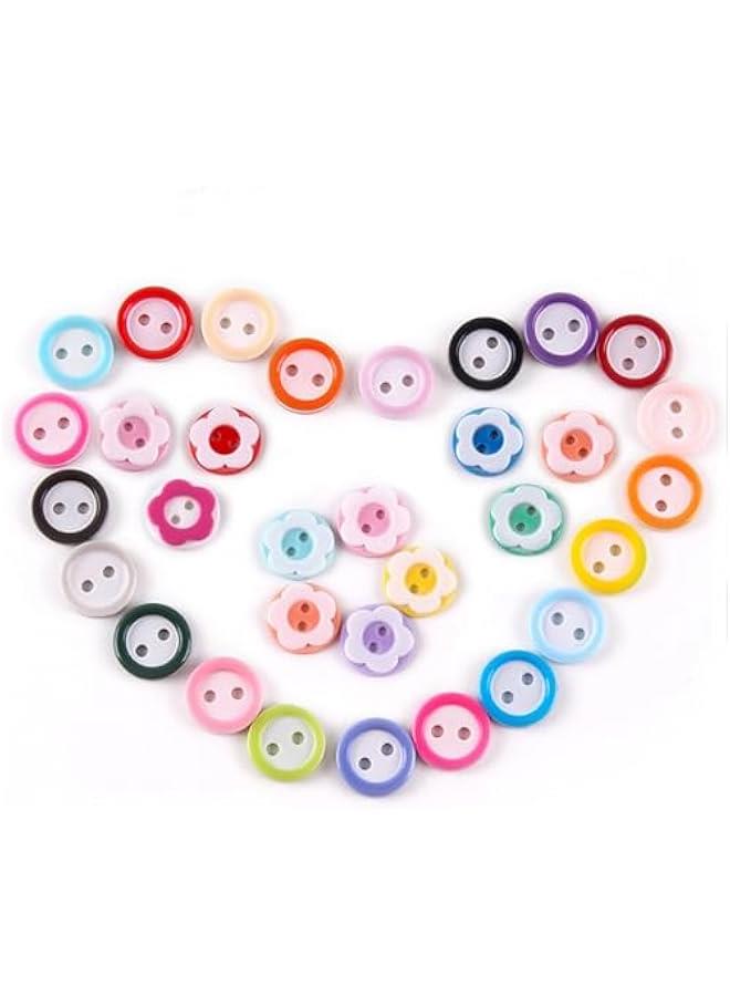 800Pcs Mixed Color Resin Flower and Round 2-Hole ons for Shirts, Sweaters, and DIY Crafts - Image 1