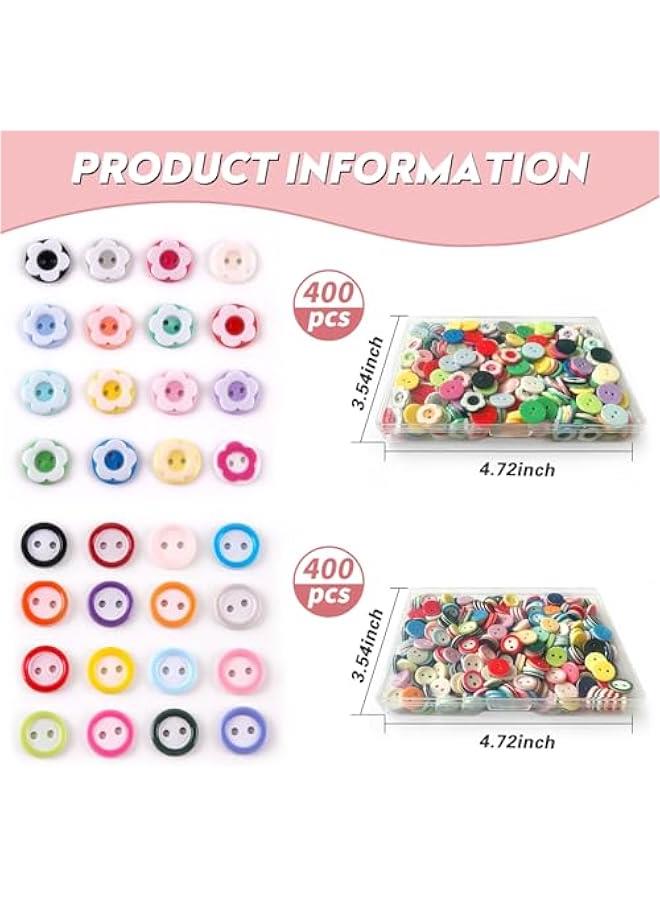 800Pcs Mixed Color Resin Flower and Round 2-Hole ons for Shirts, Sweaters, and DIY Crafts - Image 2