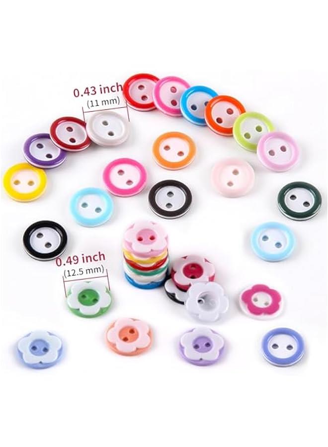 800Pcs Mixed Color Resin Flower and Round 2-Hole ons for Shirts, Sweaters, and DIY Crafts - Image 3