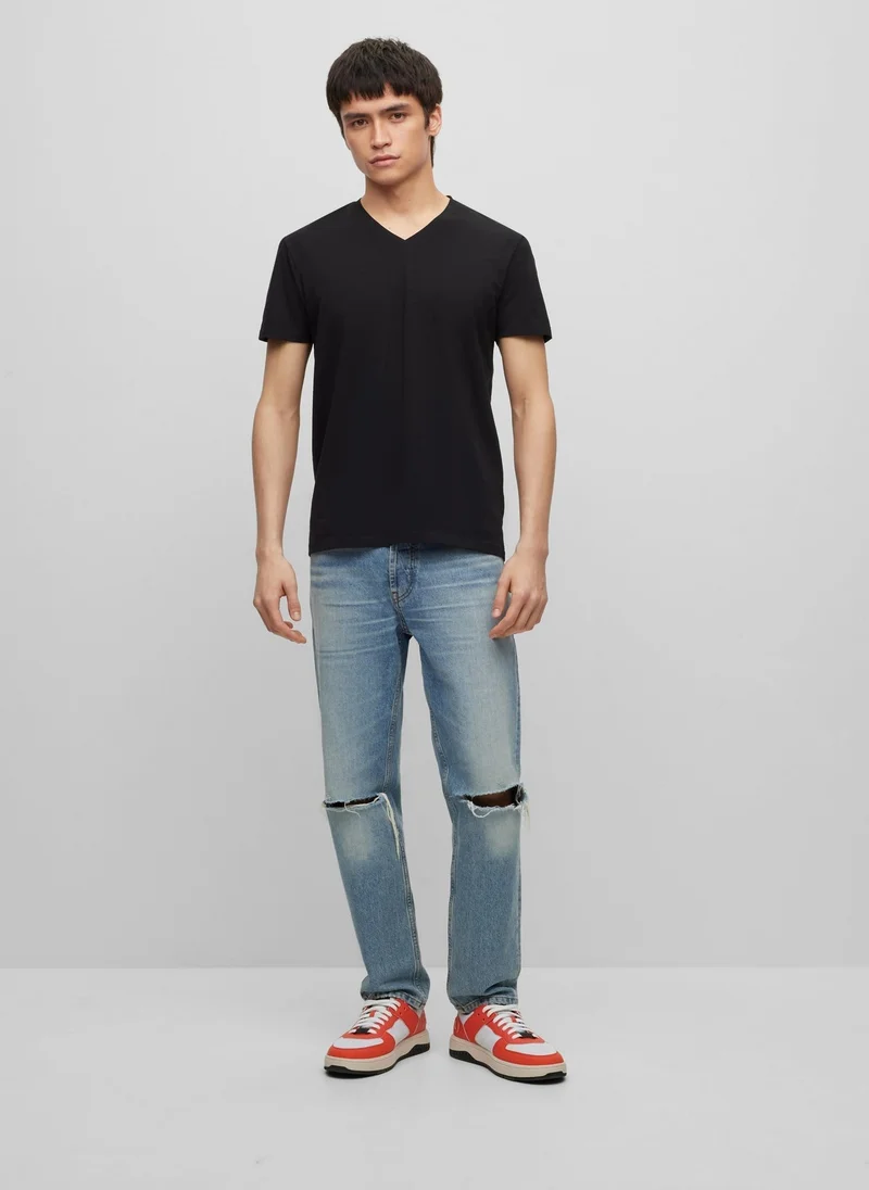 HUGO Patterned Two-pack of V-neck T-shirts in stretch cotton for Men | Best Price UAE