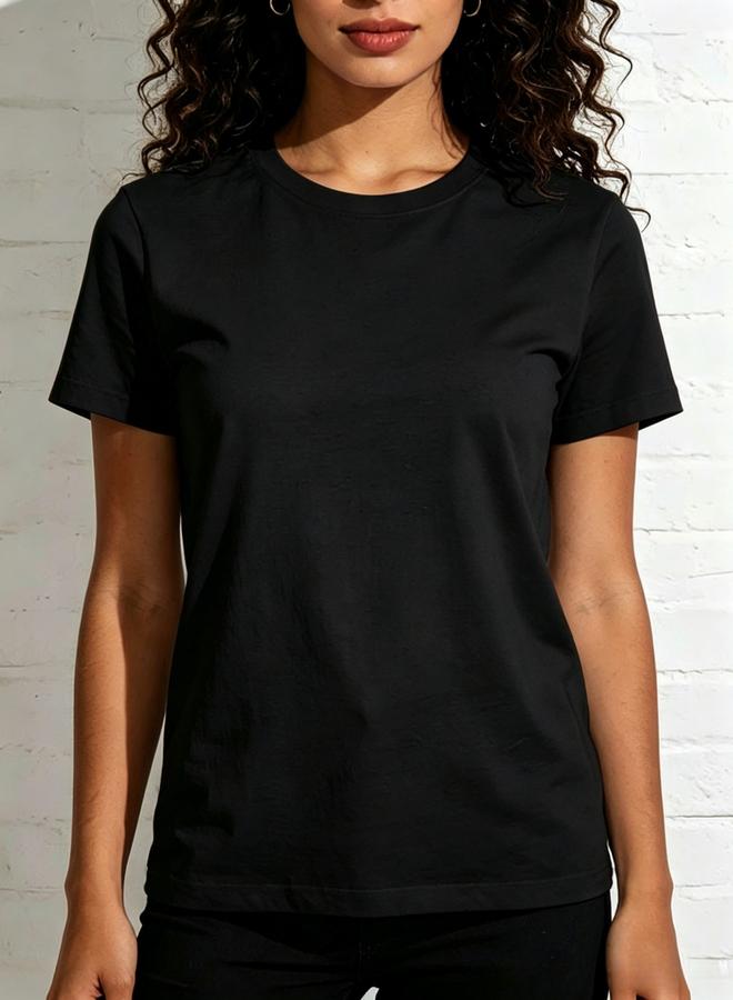 Take Two Black Solid Crew Neck Regular T-Shirt - Image 1