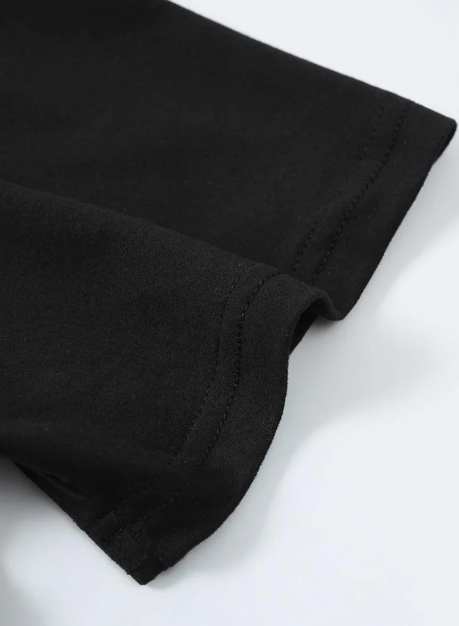 Take Two  Black Solid Crew Neck Regular T-Shirt for Women | Best Price UAE