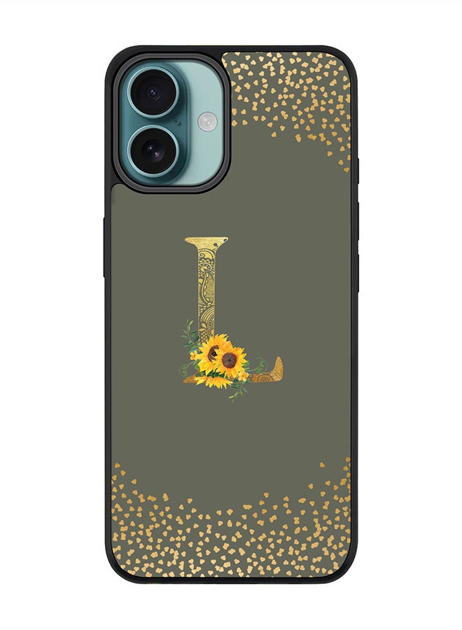 Stylizedd For iPhone 16 Plus Case [Compatible with MagSafe] Slim Magnetic cover Phone Case iPhone 16 Plus -Custom Floral Monogram - L (Olive Green ) - Image 1