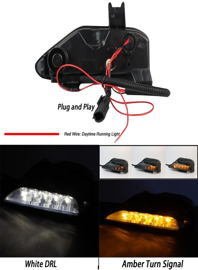 BINQIGOO Smoked Housing LED Front Bumper Fog Lamp Daytime Running Light Turn Signal Feature Compatible with Infiniti Q50 2014-2023 Q70 2014-2019 White/Amber Light Accessories (Front fog light) - Image 2