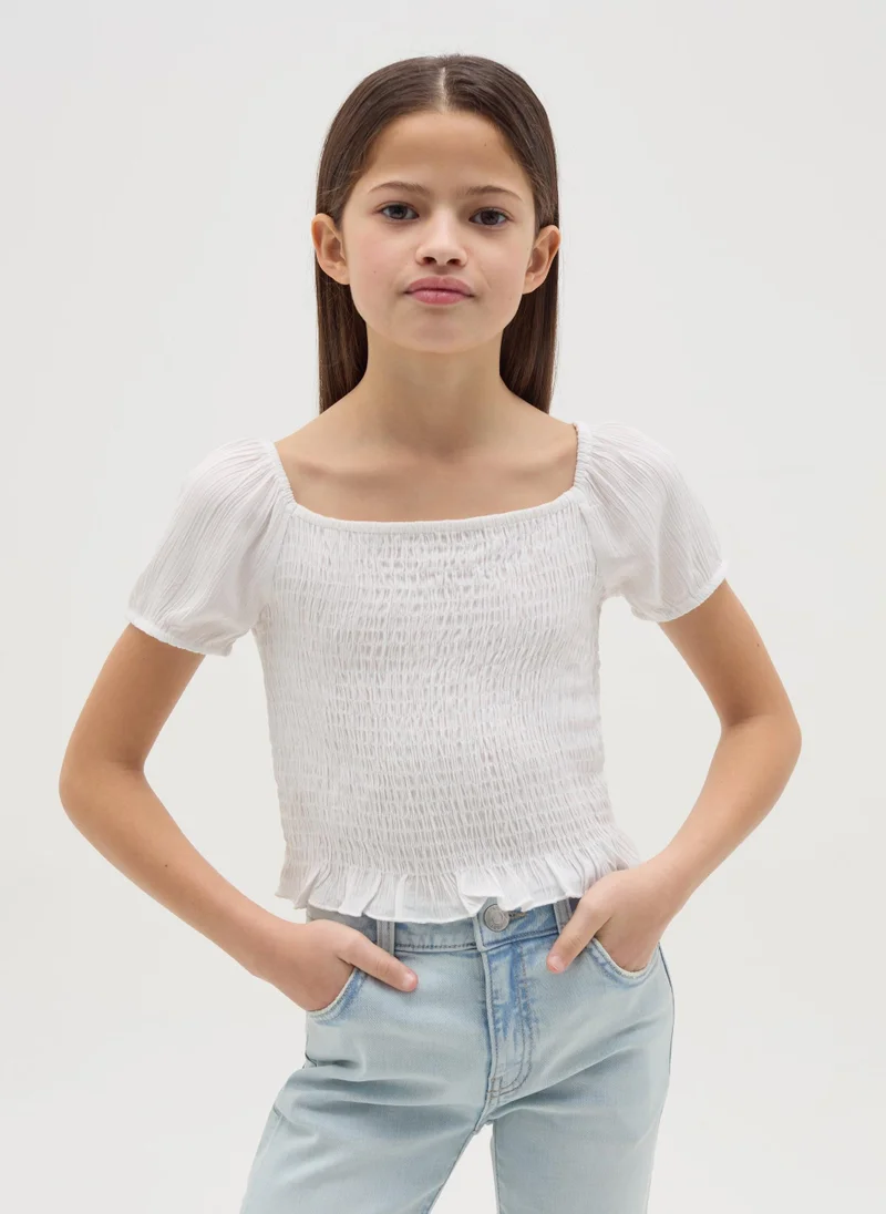 او في اس Crêpe Blouse With Shirring