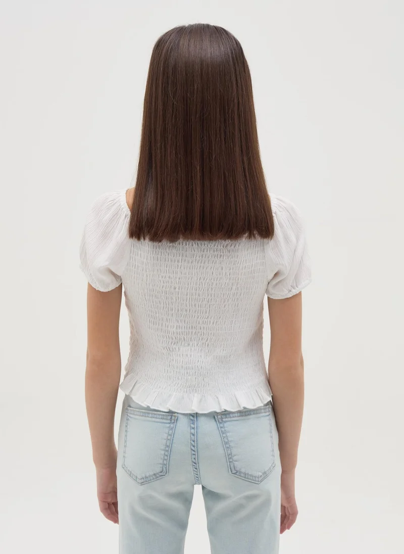 او في اس بلوزة كريب مع كسرات