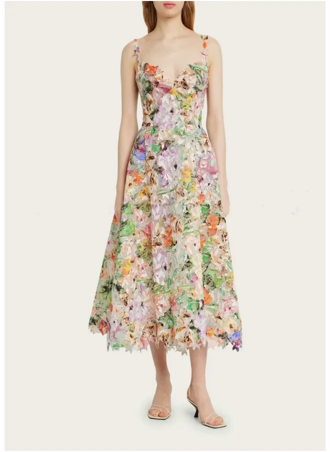 Madam Uniq New Floral Lace Hollow-Out Backless Cami Dress for Tea Break