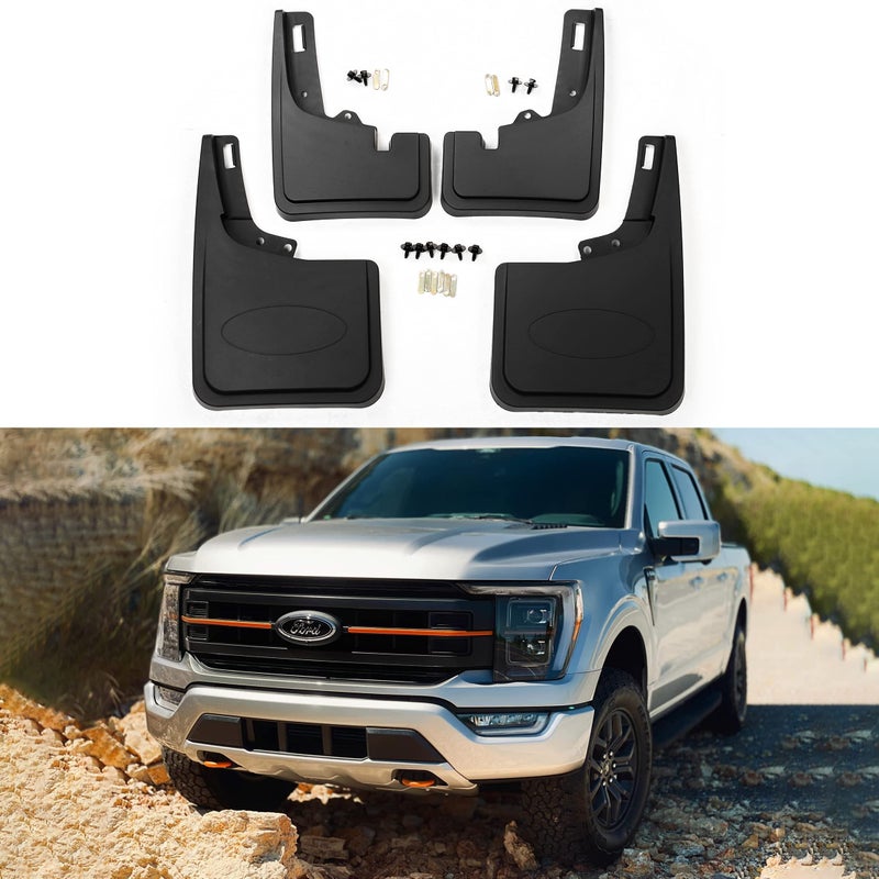 Mud Flaps Fit for 20212024 Ford F150 Mud Flaps No Drill Guards Splash Fits for 2021 2022 2023 2024 Ford F150 AccessoriesNot fit RaptorLightning and Fender Flares