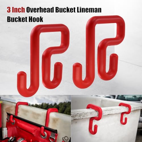 CNQLIS 2 Pack Red Bucket Hooks, Lineman Bucket Tool Holder Fits 3" Bucket Lip, Hooks for Aerial Baskets, Attach Tool Bags or Aprons - Image 4