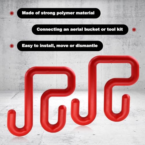 CNQLIS 2 Pack Red Bucket Hooks, Lineman Bucket Tool Holder Fits 3" Bucket Lip, Hooks for Aerial Baskets, Attach Tool Bags or Aprons - Image 3
