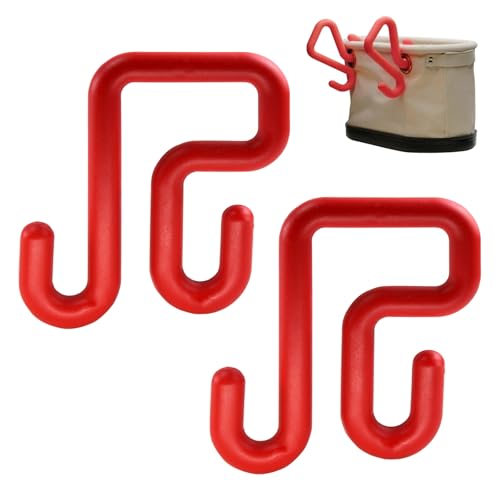 CNQLIS 2 Pack Red Bucket Hooks, Lineman Bucket Tool Holder Fits 3" Bucket Lip, Hooks for Aerial Baskets, Attach Tool Bags or Aprons - Image 1