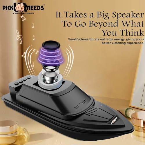 Pick Ur Needs Portable Bluetooth Speaker with High Bass – 5W Dynamic Thunder Sound, Cruiser Design, 1200mAh Rechargeable Battery, Wireless Audio for Outdoor & Indoor Use (Black) - Image 5