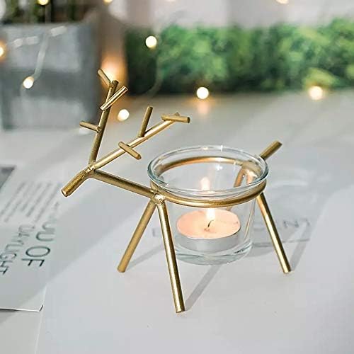 Quace Christmas Reindeer Candle Tealight Holders Pack of 2 (Black, Gold)…, Metal - Image 3