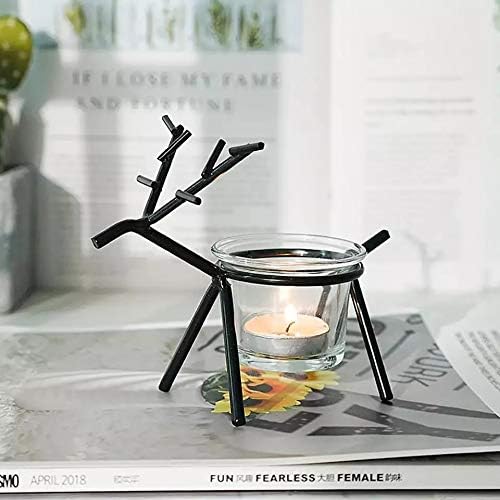 Quace Christmas Reindeer Candle Tealight Holders Pack of 2 (Black, Gold)…, Metal - Image 4