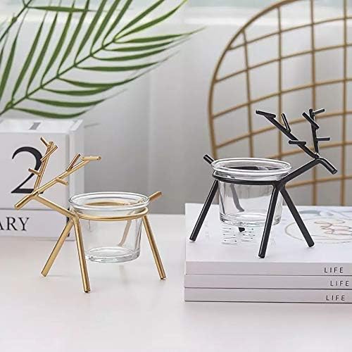 Quace Christmas Reindeer Candle Tealight Holders Pack of 2 (Black, Gold)…, Metal - Image 2