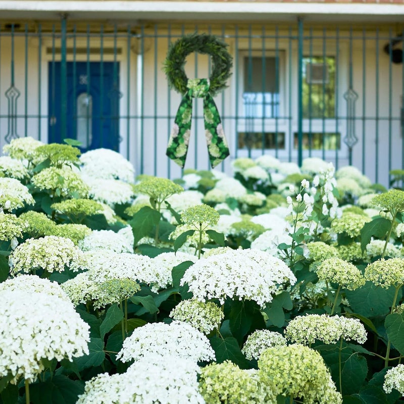 CraftyDream Wreath Sash for Front Door Wreath Satin Sash Blank Sashes Embroidery Monogram Yard Doorway Indoor Outdoor Wall Ribbon Bow Home Decor (White, Green,Hydrangea) - Image 5