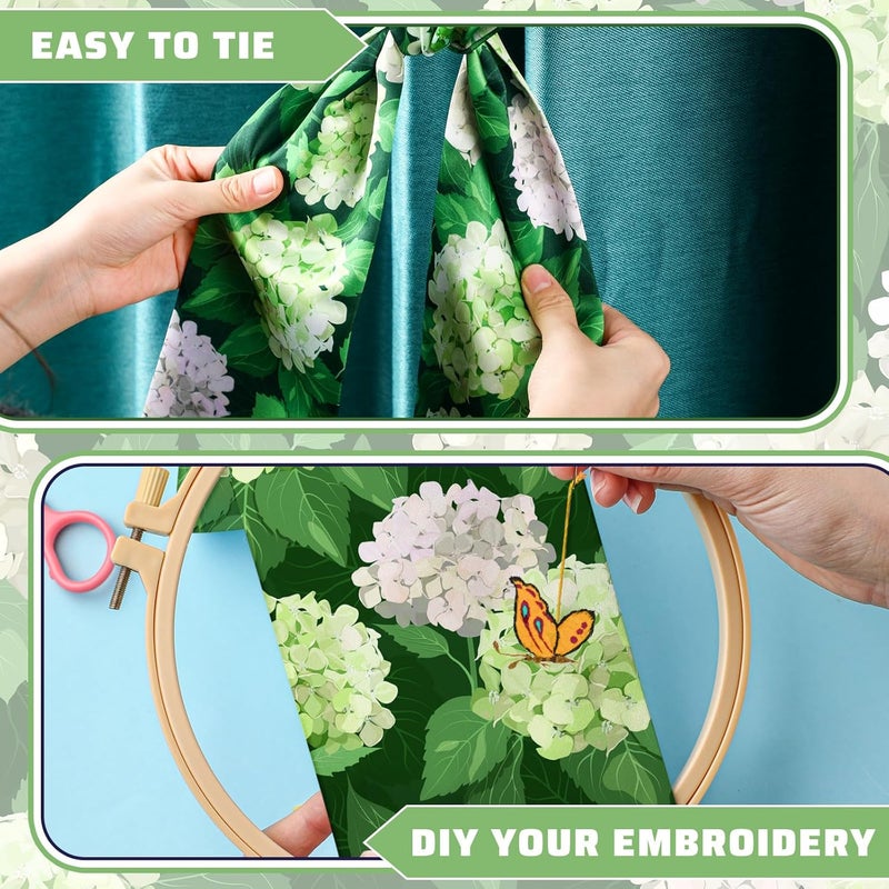 CraftyDream Wreath Sash for Front Door Wreath Satin Sash Blank Sashes Embroidery Monogram Yard Doorway Indoor Outdoor Wall Ribbon Bow Home Decor (White, Green,Hydrangea) - Image 4