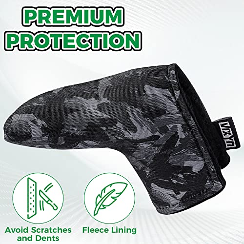 VIXYN Blade Putter Cover - Premium Golf Putter Headcovers - Magnetic Fleeced Lined Head Covers (Black Brush) - Image 4
