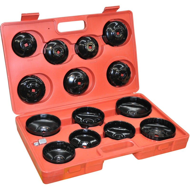 FORCE 61915 15-Piece Cup Type Oil Filter Wrench Set Automotive Service Kit