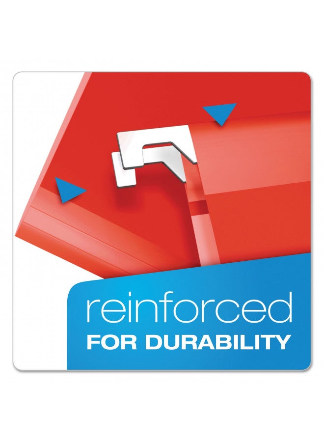 Pendaflex Extra Capacity Reinforced Hanging File Folders, 2", Legal Size, Red, 1/5 Cut, 25/BX (4153x2 RED) - Image 2
