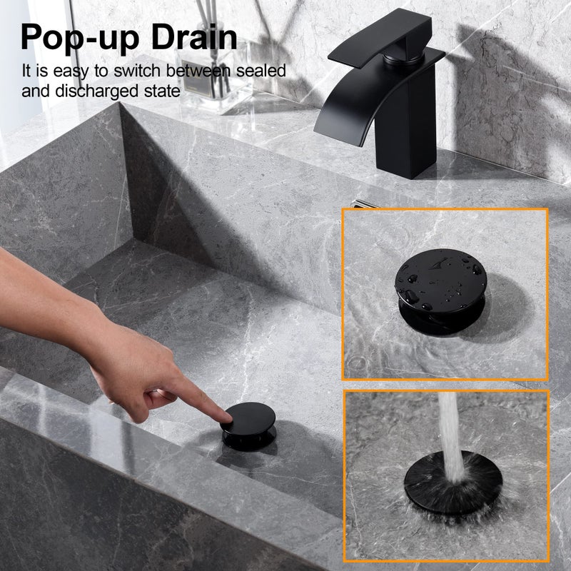 Tioriy Bathroom Vessel Sink Drain With Overflow - 1 3/4 Inch Bathroom Sink Stopper Push And Seal Pop Up Sink Drains Bathroom Sink Vanity Assembly With Strainer Anti Clogging Black - Image 4