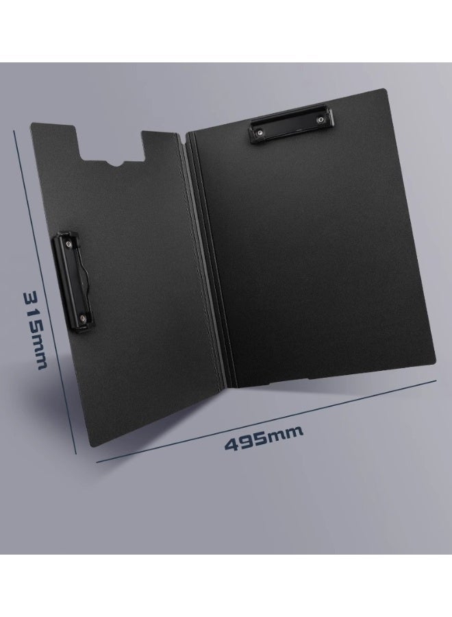 لوح أوراق A4 قابل للطي، مع غطاء دوار 360 درجة ومشبكين لتنظيم أوراق A3 و A4، أسود - Image 2