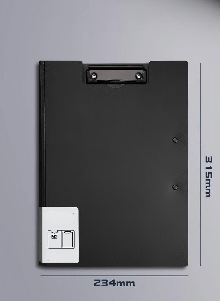 لوح أوراق A4 قابل للطي، مع غطاء دوار 360 درجة ومشبكين لتنظيم أوراق A3 و A4، أسود - Image 1