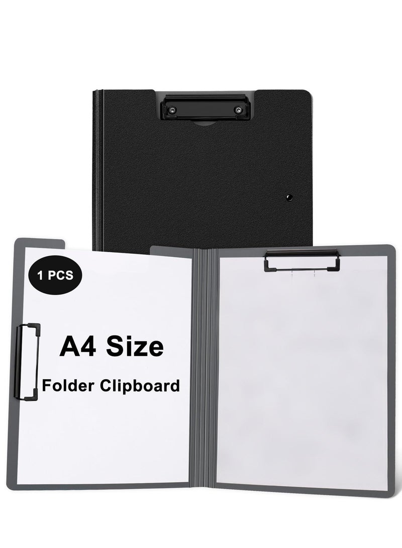لوح أوراق A4 قابل للطي، مع غطاء دوار 360 درجة ومشبكين لتنظيم أوراق A3 و A4، أسود - Image 3