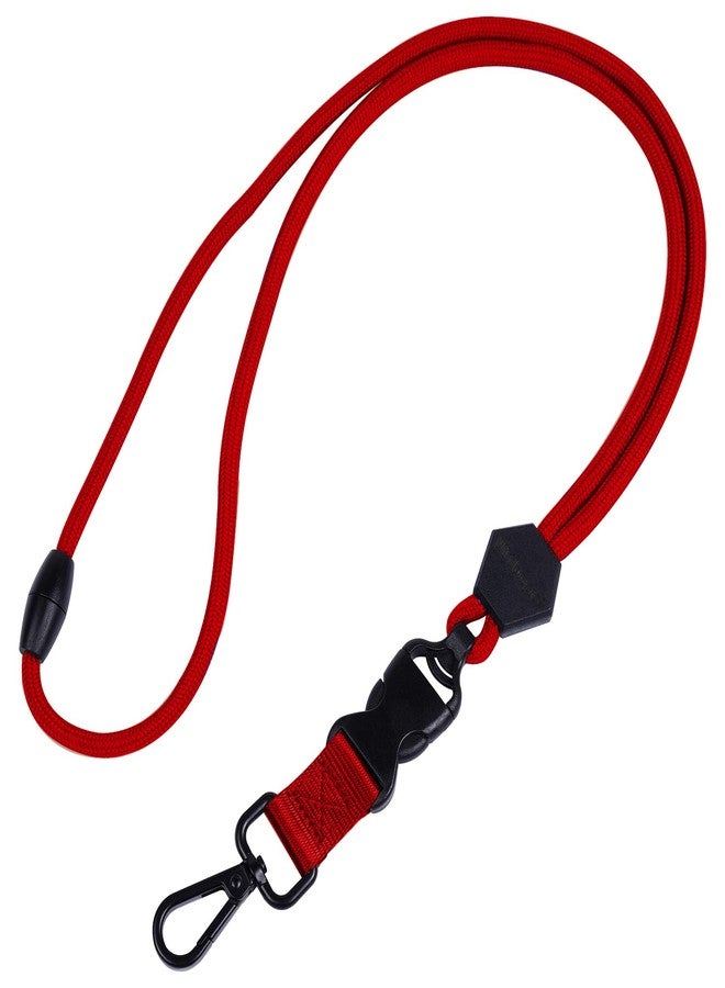 Wisdompro 23 inch Durable Round Cord Adjustable Lanyard with Safety Breakaway Buckle, Detachable Buckle and Heavy Duty Metal Hook for ID Card Badge Holder and Keys - Red - Image 1
