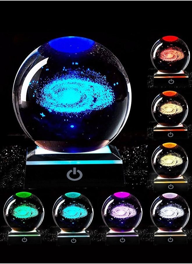 MIXDE Galaxy Crystal Ball Nightlight Multicolor 3D Universe Planet Model with Touch Base  - Image 1