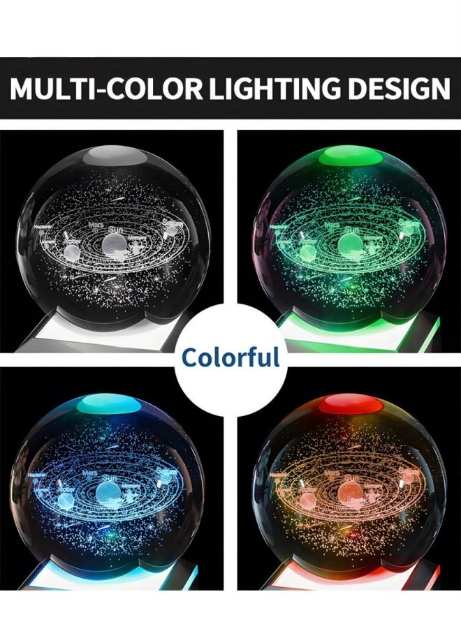 MIXDE Galaxy Crystal Ball Nightlight Multicolor 3D Universe Planet Model with Touch Base  - Image 2