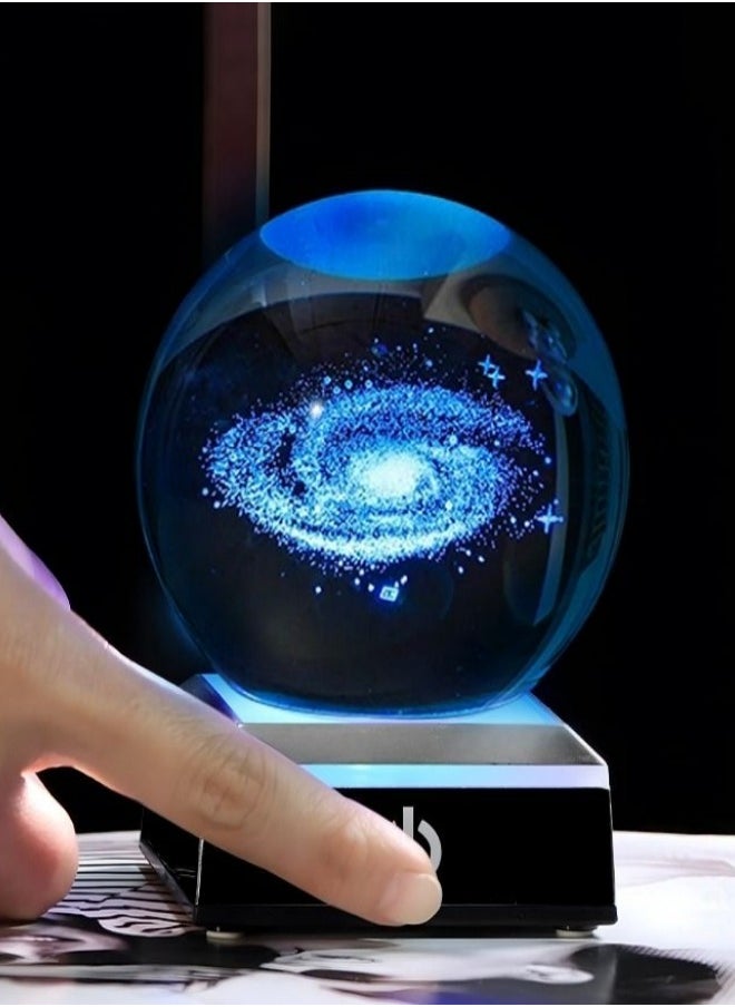 MIXDE Galaxy Crystal Ball Nightlight Multicolor 3D Universe Planet Model with Touch Base  - Image 3