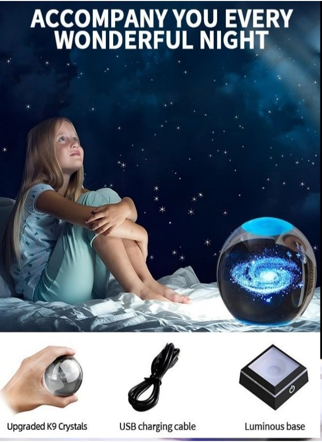 MIXDE Galaxy Crystal Ball Nightlight Multicolor 3D Universe Planet Model with Touch Base  - Image 4