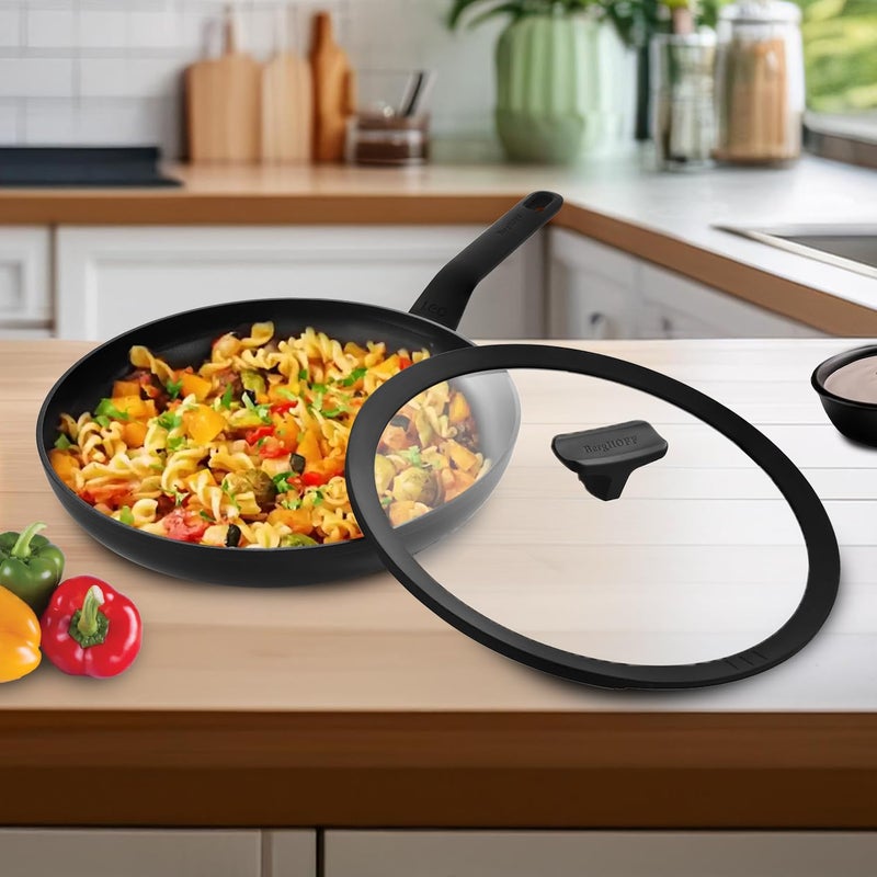 Berghoff 28 cm Recycled Aluminum Non-Stick Cooking Fry Pan & Toughened Glass Lid | CeraGreen Ceramic Coating | PTFE, PFAS Free | Induction, Dishwasher Ready | Black | 5 Yr Warranty - Image 5