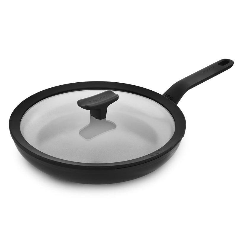 Berghoff 28 cm Recycled Aluminum Non-Stick Cooking Fry Pan & Toughened Glass Lid | CeraGreen Ceramic Coating | PTFE, PFAS Free | Induction, Dishwasher Ready | Black | 5 Yr Warranty - Image 1