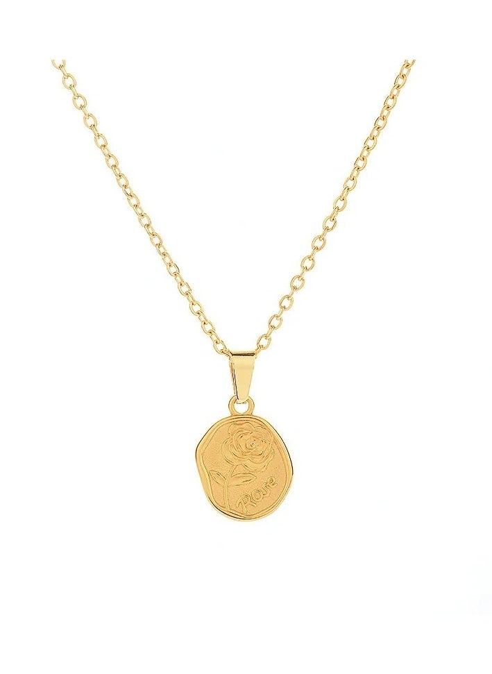 The Black Pearl Accessories Stainless Steel Golden Necklace with a Rose Pendant  - Image 1
