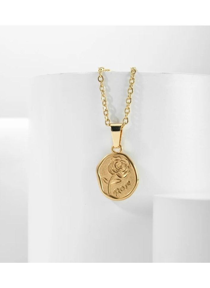 The Black Pearl Accessories Stainless Steel Golden Necklace with a Rose Pendant  - Image 5
