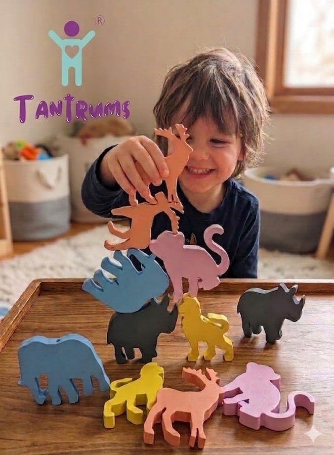 Tantrums Colorful Wild Animal Balancing Game for Kids | Wooden Stacking, Animal Matching & Lacing Activity Set with 10 Animal Pieces | Hand-Eye Coordination & Brain Development Toy - Image 2