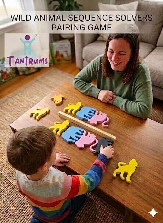 Tantrums Colorful Wild Animal Balancing Game for Kids | Wooden Stacking, Animal Matching & Lacing Activity Set with 10 Animal Pieces | Hand-Eye Coordination & Brain Development Toy - Image 4