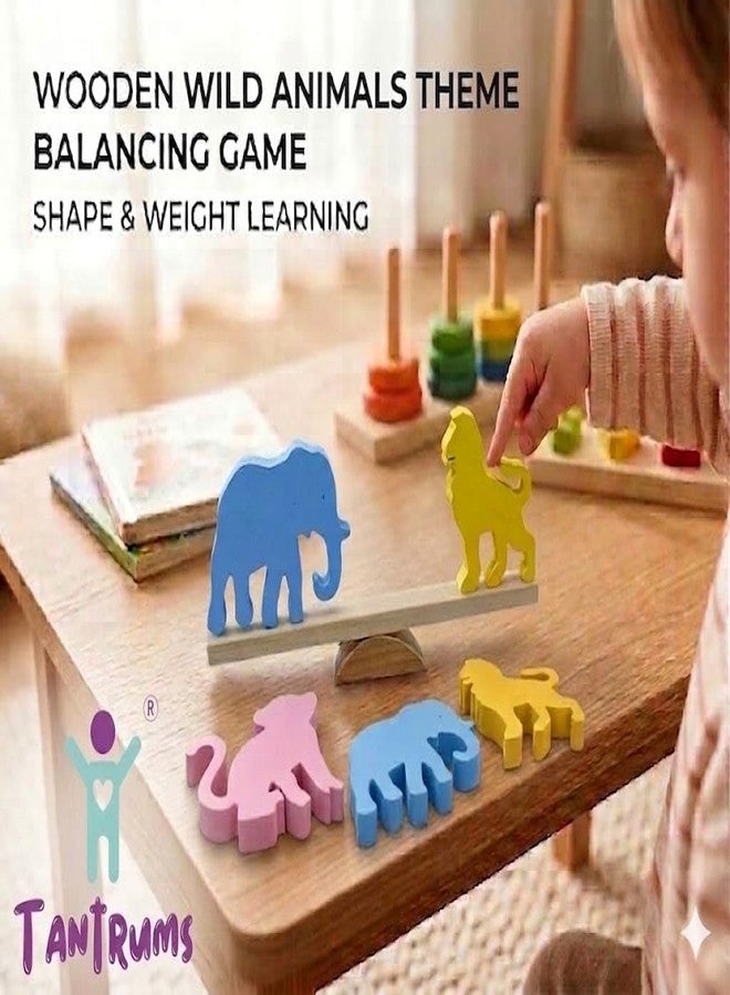 Tantrums Colorful Wild Animal Balancing Game for Kids | Wooden Stacking, Animal Matching & Lacing Activity Set with 10 Animal Pieces | Hand-Eye Coordination & Brain Development Toy - Image 3