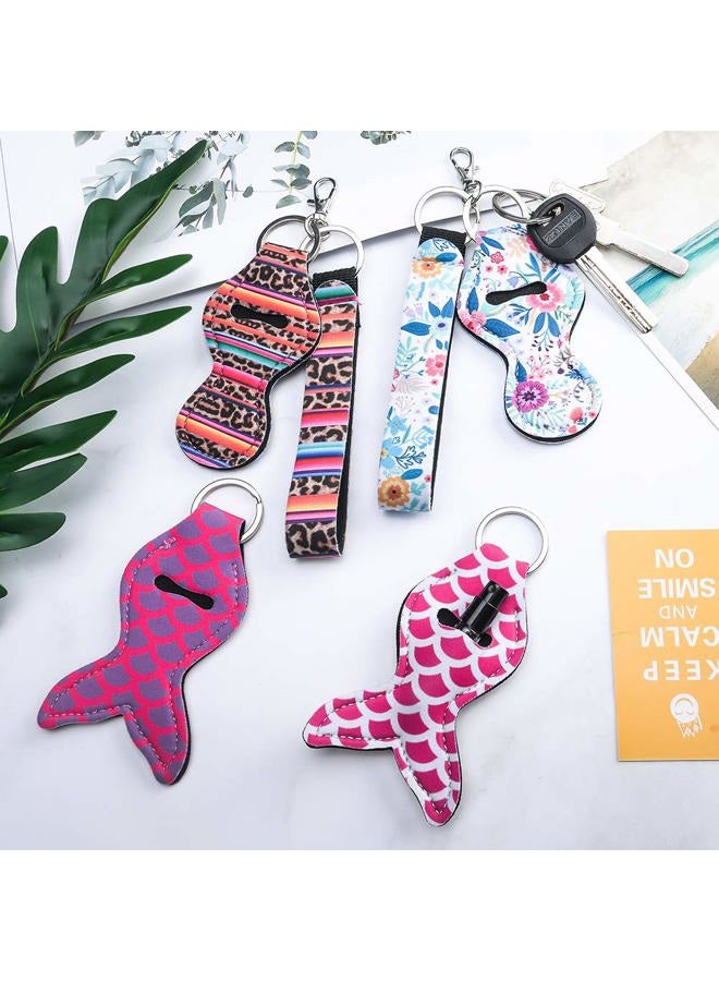 HooAMI 20 Pack Sublimation Blanks Chapstick Holder Keychains, Neoprene Lipstick Holder Keychainr with Lanyards Wristlet and 10 Metal Clip Cords - Image 4