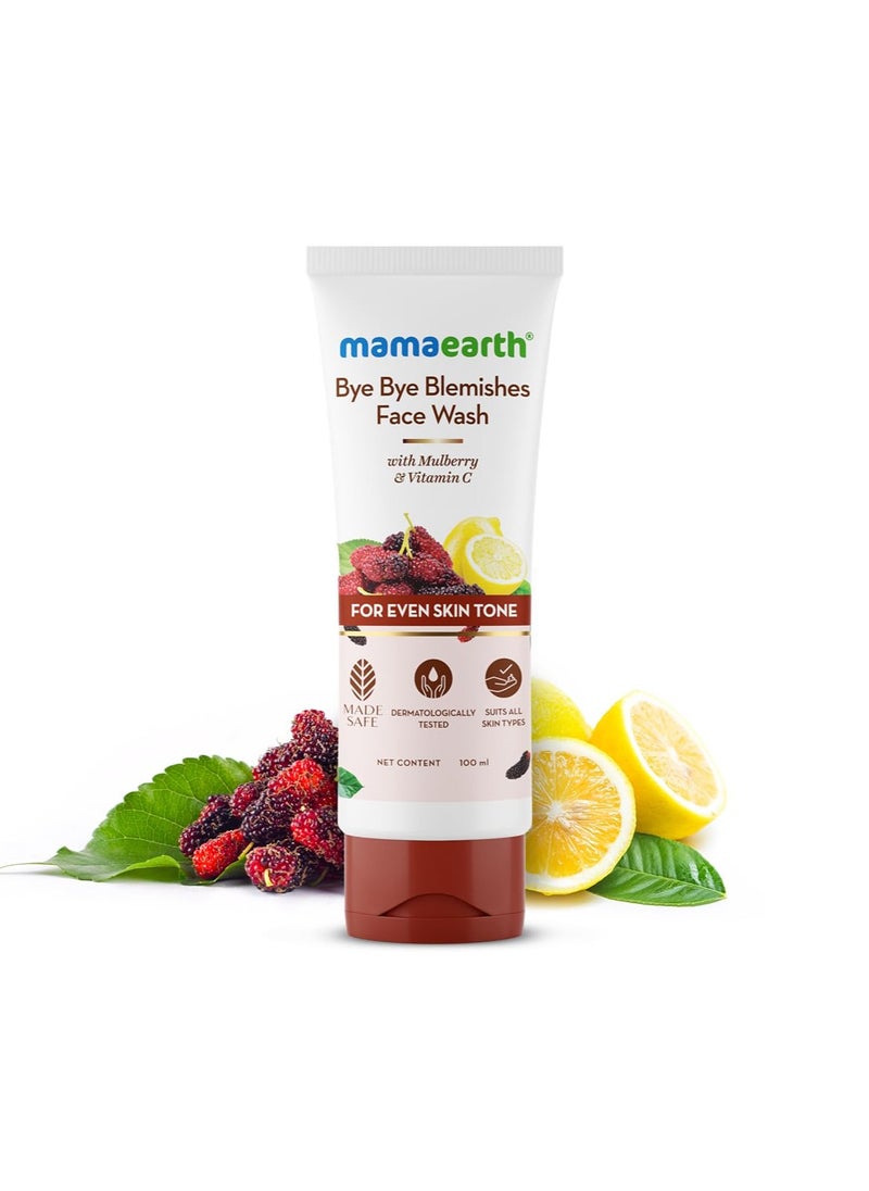 Mamaearth Bye Bye Blemishes Face Wash with Mulberry and Vitamin C for Even Skin Tone - 100 ml.