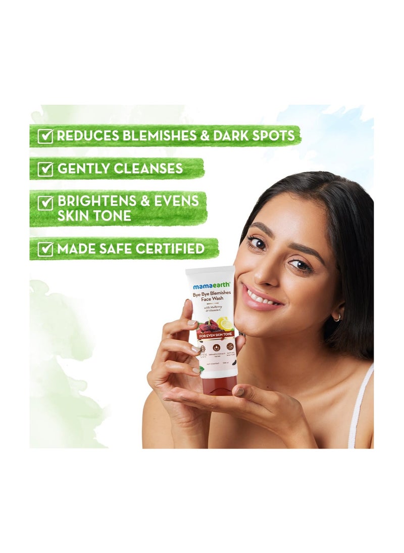 Mamaearth Bye Bye Blemishes Face Wash with Mulberry and Vitamin C for Even Skin Tone - 100 ml.