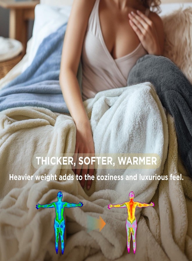 Bedsure Twin Blanket for Bed, Thick Heavy Warm Twin XL Blanket, GentleSoft Cozy Soft Fleece Throws for Room Fall Decor Essentials for Girls Guys, Anti-Static 500Gsm Design, Cream, 66x90 Inch - Image 4