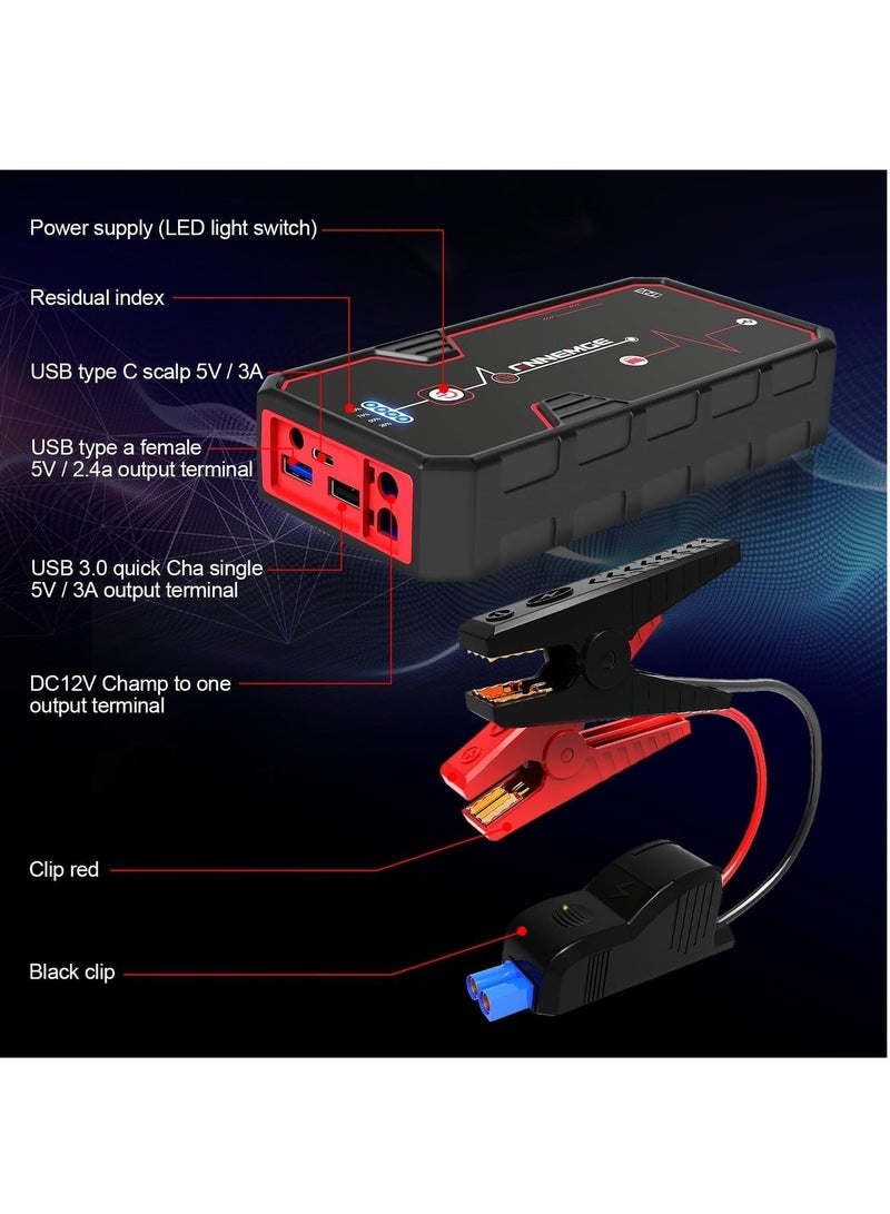 FNNEMGE Ultra Start Car Jump Starter for All Passenger Car 21800mAh Power Bank Portable Jump Starter Battery Pack Equipped with Storage Box - Image 5