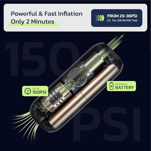 Woowind Tire Inflator Portable Air Compressor, Electric Bike Tire Pump with Gauge, Air Pump for Car Tires, 150PSI, Mobile Air Compressor for Car, Motorcycle, Electric Bike - Image 4