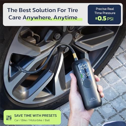 Woowind Tire Inflator Portable Air Compressor, Electric Bike Tire Pump with Gauge, Air Pump for Car Tires, 150PSI, Mobile Air Compressor for Car, Motorcycle, Electric Bike - Image 2